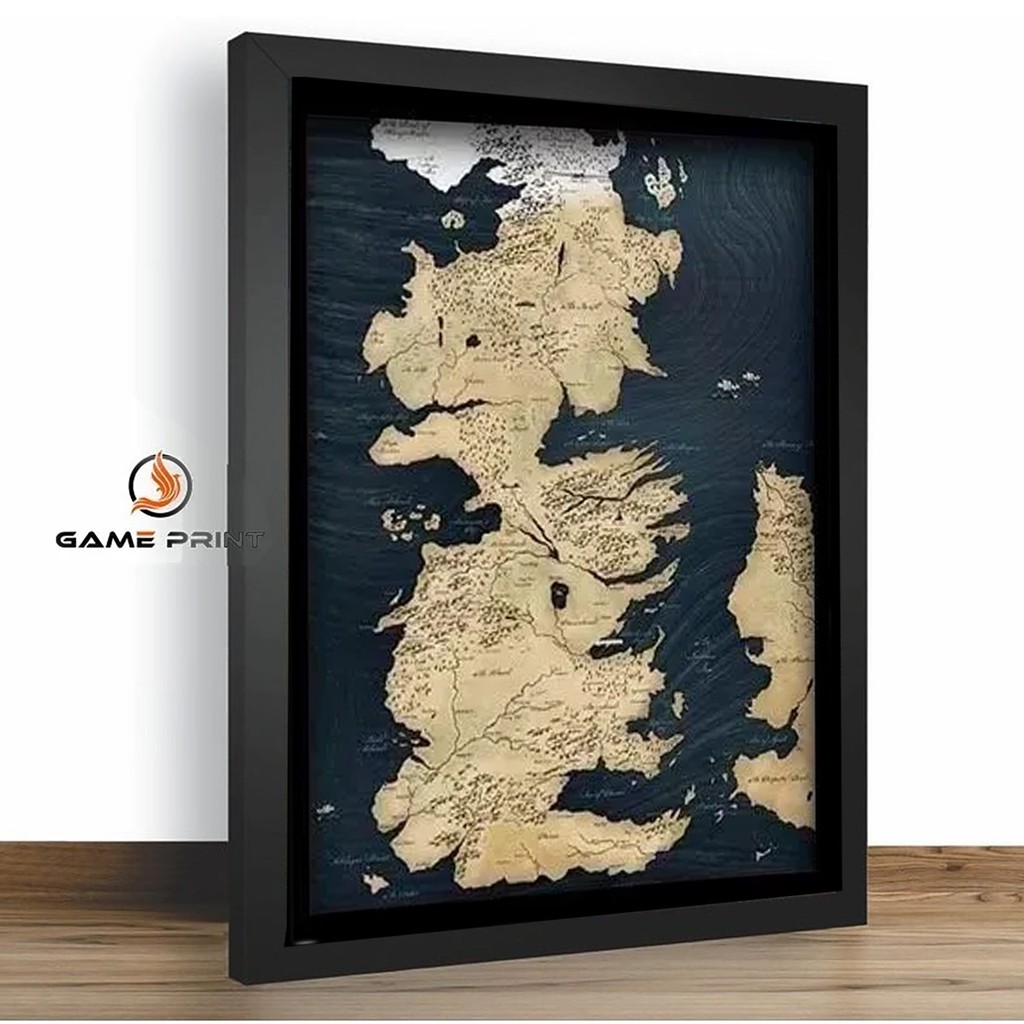 Quadro Mapa Westeros Game Of Thrones 45x35cm C/ Vidro Shopee Brasil