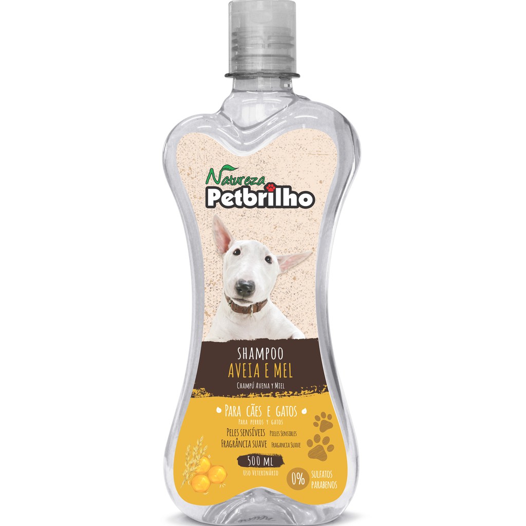 Shampoo para Cães e Gatos AVEIA E MEL Linha Natureza Pet Brilho 500mL