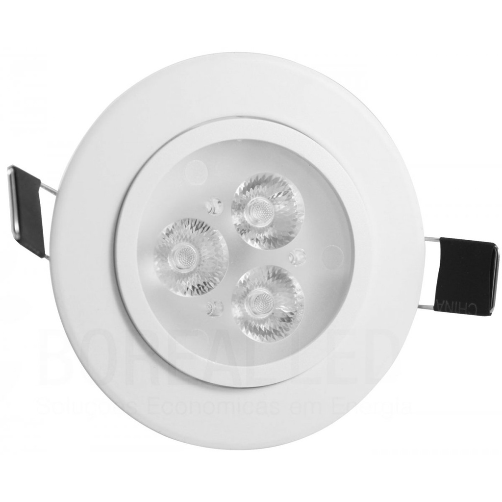 KIT C/ 3 SPOT LED 3W REDONDO DIRECIONAL 6000K BRANCA FRIASPOT LED