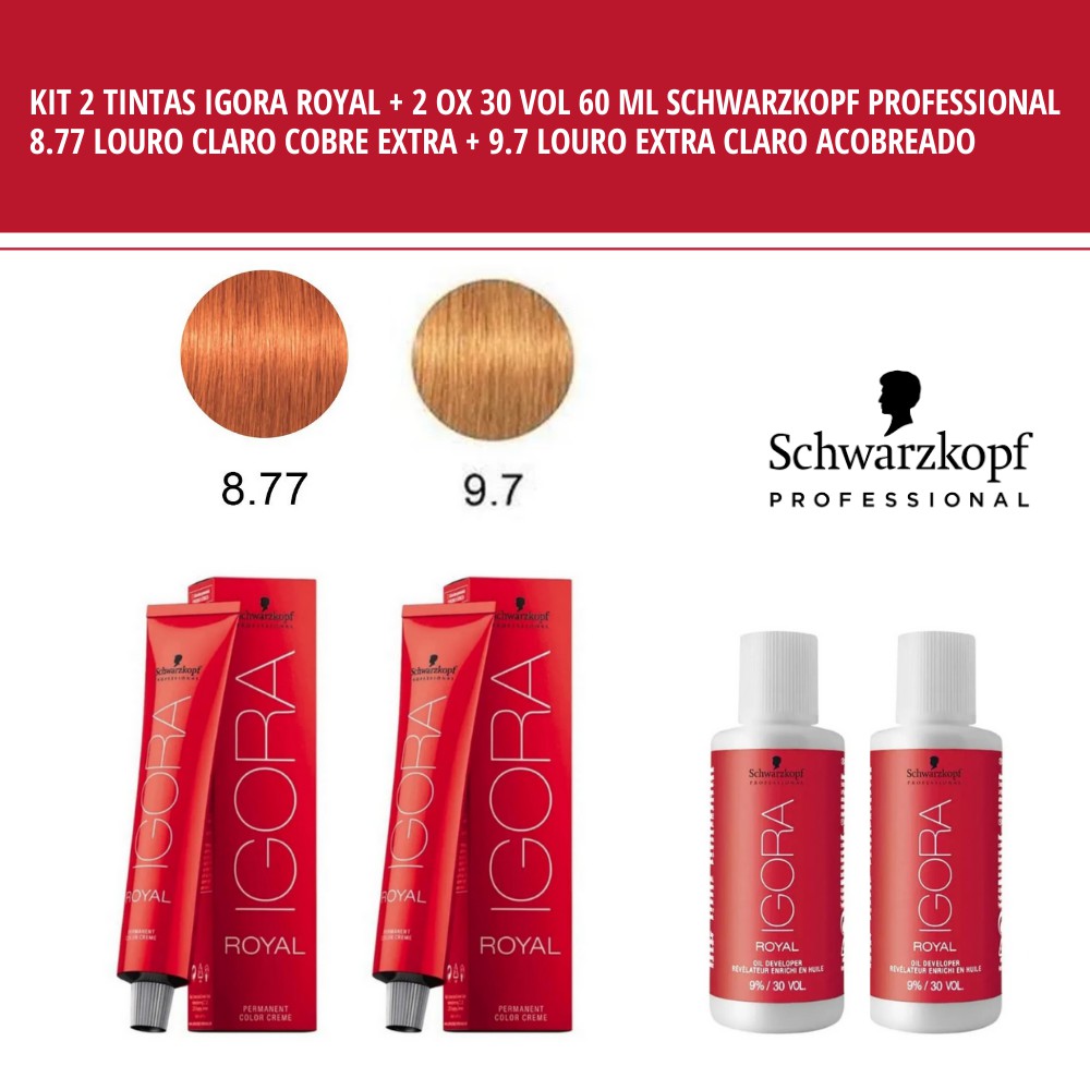 Kit Tinta Coloração Igora Royal 8.77 + 9.7 + 2 Ox 30 Vol. Schwarzkopf