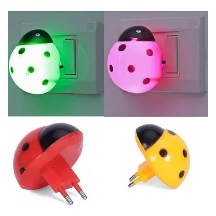 Abajur Luminária De Tomada Led Quarto Bebê Joaninha Decoração Luz