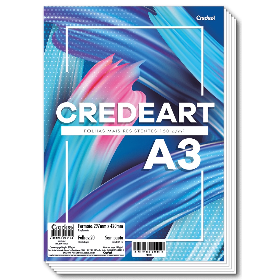 Bloco Papel Desenho Técnico A3 (297x420mm) 150gramas 20 Folhas Credeart