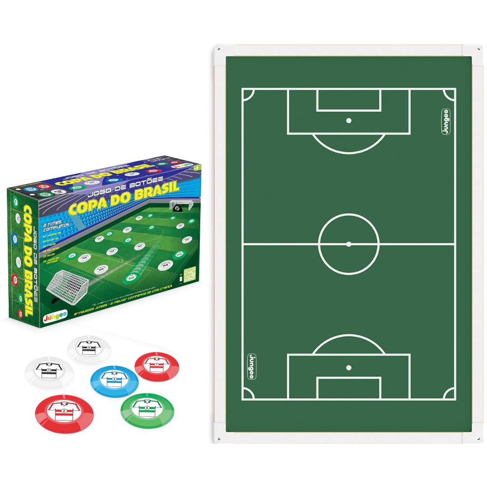 Kit Mesa Campo Futebol + Jogo de Botao 2 Times Copa Brasil Escorrega