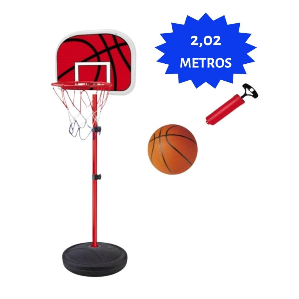 Tabela de Basquete 2,02m Infantil Altura Ajustavel Regulavel com Bomba