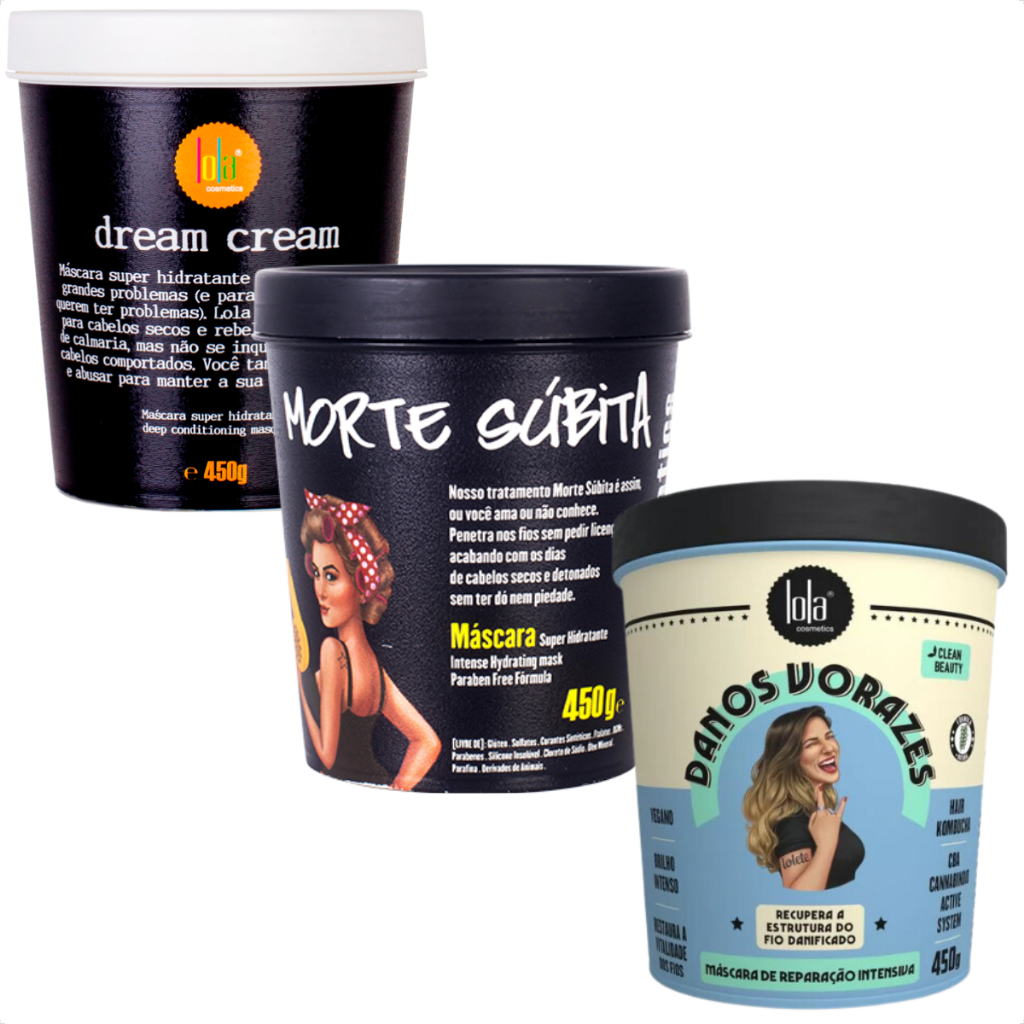 Kit Mascaras Danos Vorazes, Dream Cream, Morte Subita 450g Lola Cosmetics Shopee Brasil