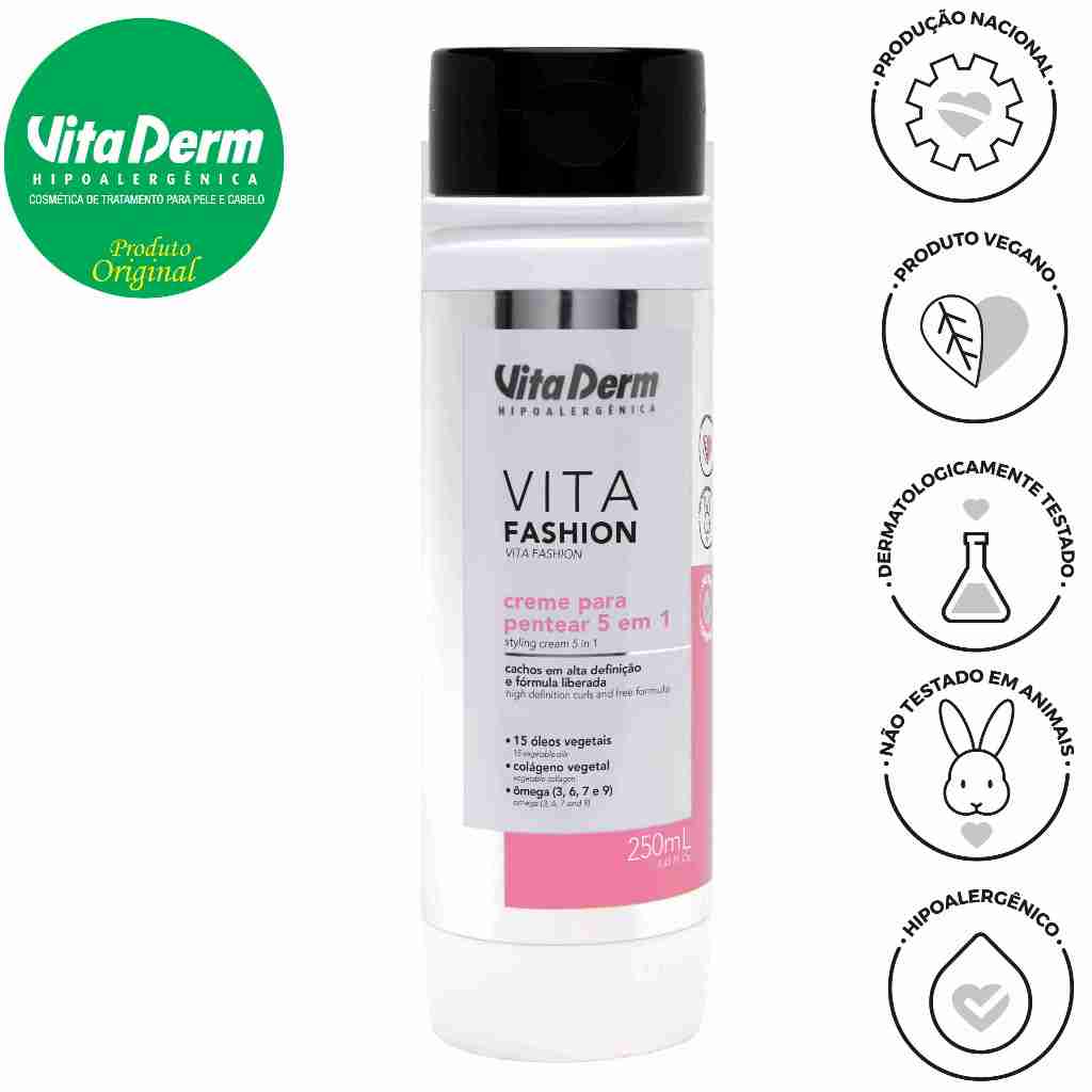CREME PARA PENTEAR 5 EM 1 VITA FASHION 250G VITA DERM Shopee Brasil
