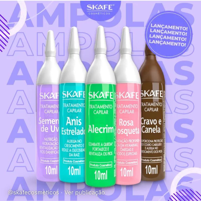Ampolas de tratamento capilar Skafe 10ml Shopee Brasil