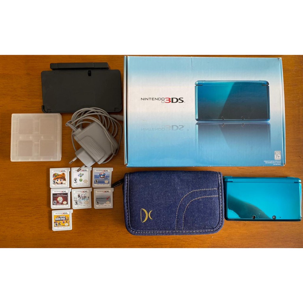 Nintendo 3ds Azul Aqua Original Usado Jogos) Shopee Brasil