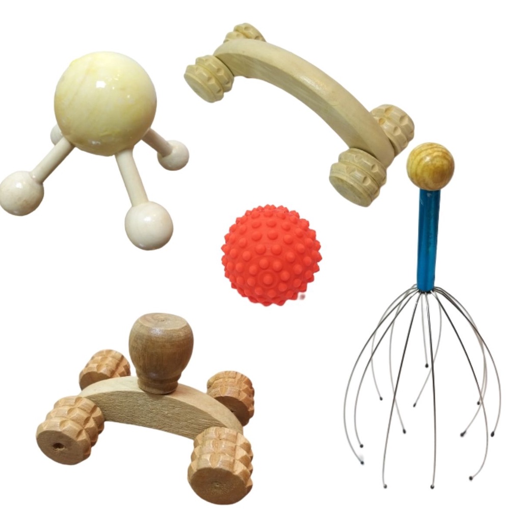 Massageadores De Madeira Relaxamento Anti Stress Terapia 5pc Shopee