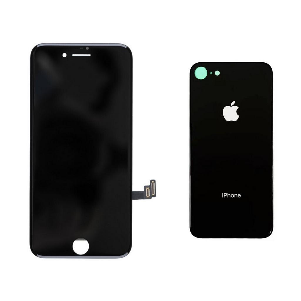 Kit Tela Display Lcd Touch Screen Iphone 8 8g Preto + Tampa Traseira De