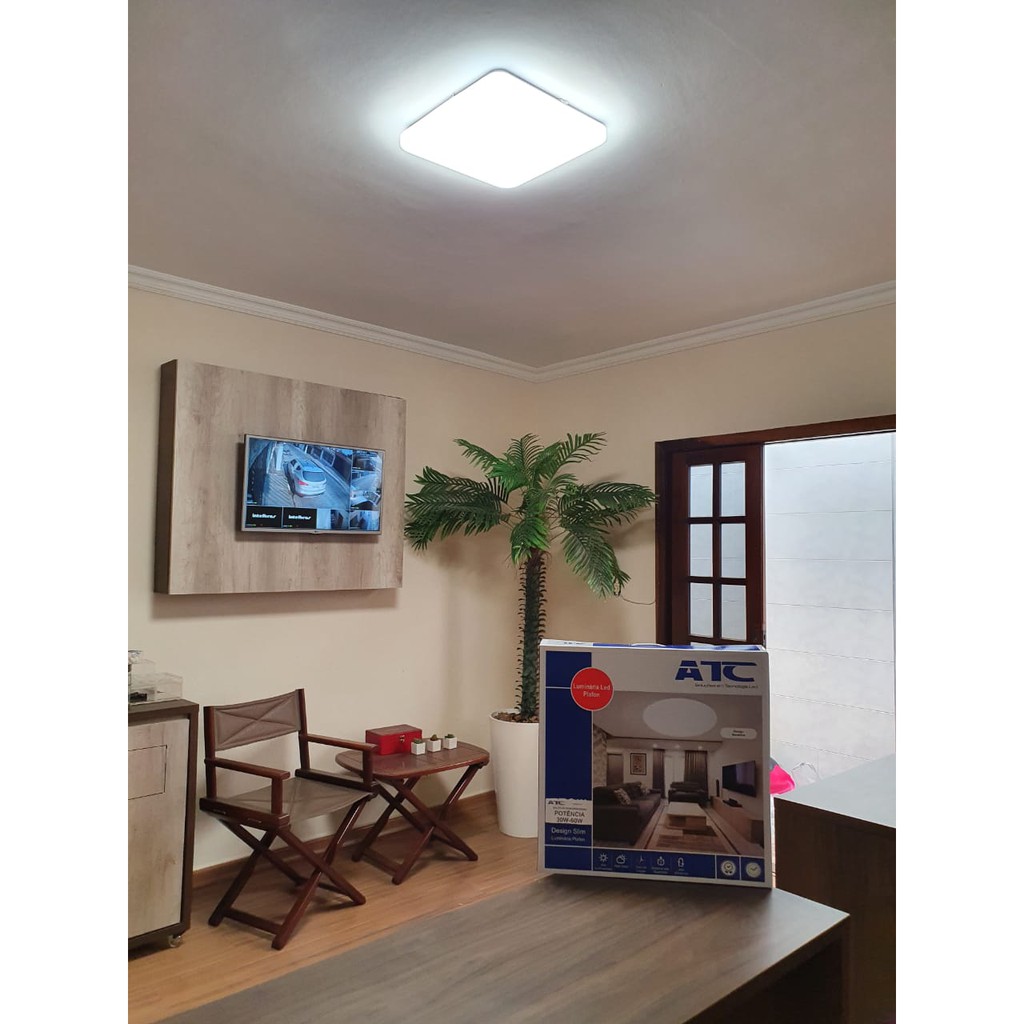 Luminária Led Quadrada Borda Infinita Multicor 43x43Teto Shopee Brasil