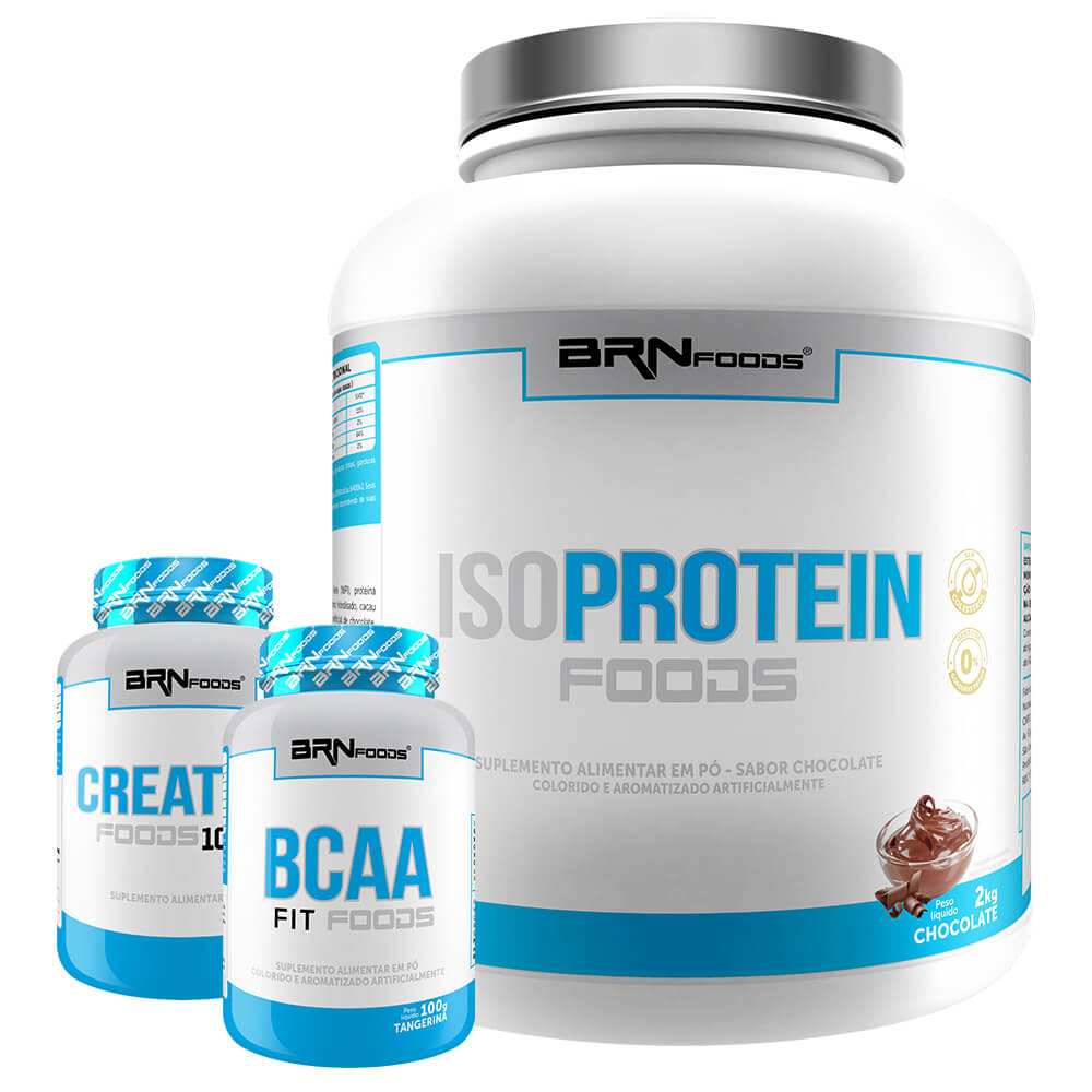 Kit IsoProtein Foods 2kg Chocolate + BCAA Fit Foods 100 gr + Creatine