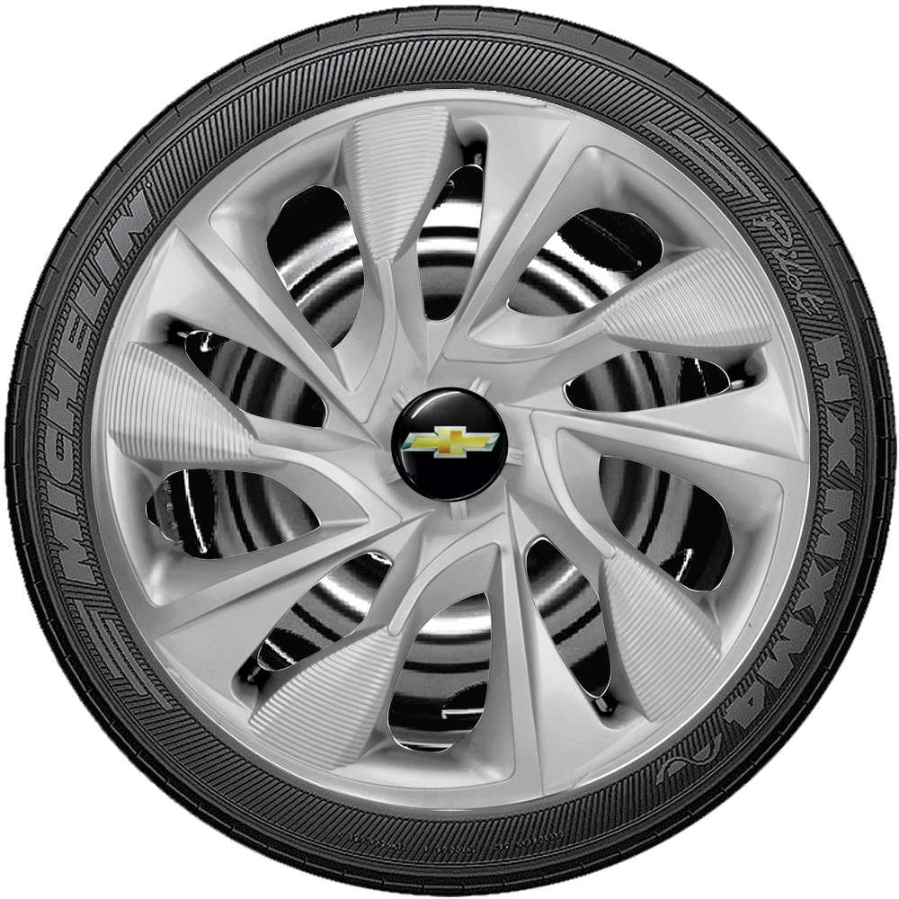 Jogo de 4 Calotas Esportivas Aro 13 Prata Chevrolet Montana Monza Omega