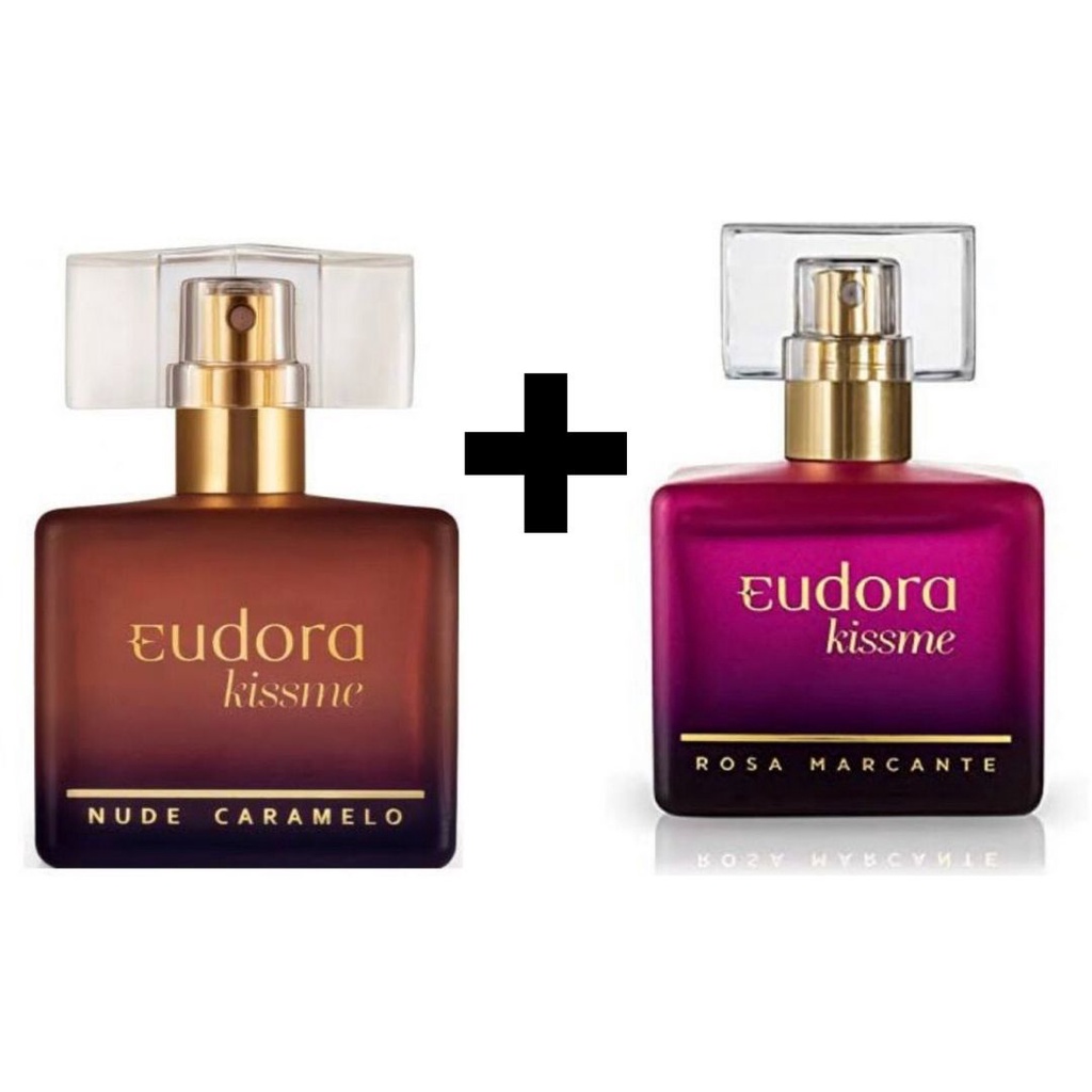 Colônia Kiss me Caramelo 50ml + Colônia Kiss me Rosa Marcante Eudora Shopee Brasil