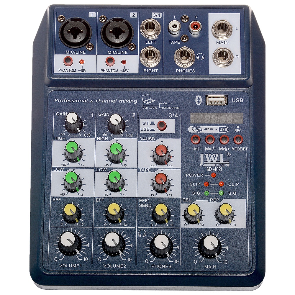 Mesa De Som Mixer JWL 4 Canais Via Bluetooth USB MX402i Shopee Brasil