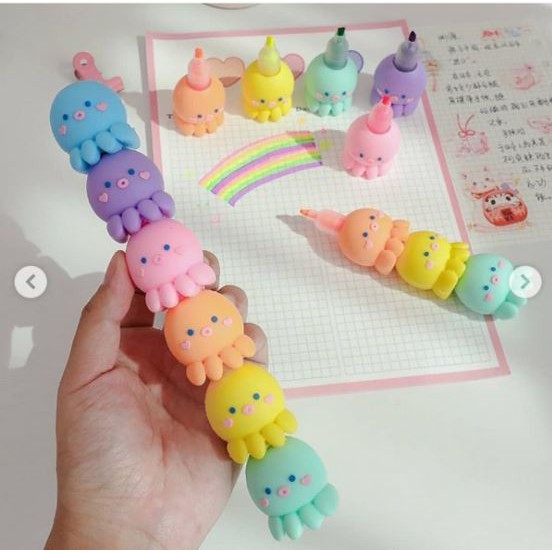 Marca Texto Polvo 5 cores Neon Papelaria Kawaii One Meter Sunshine