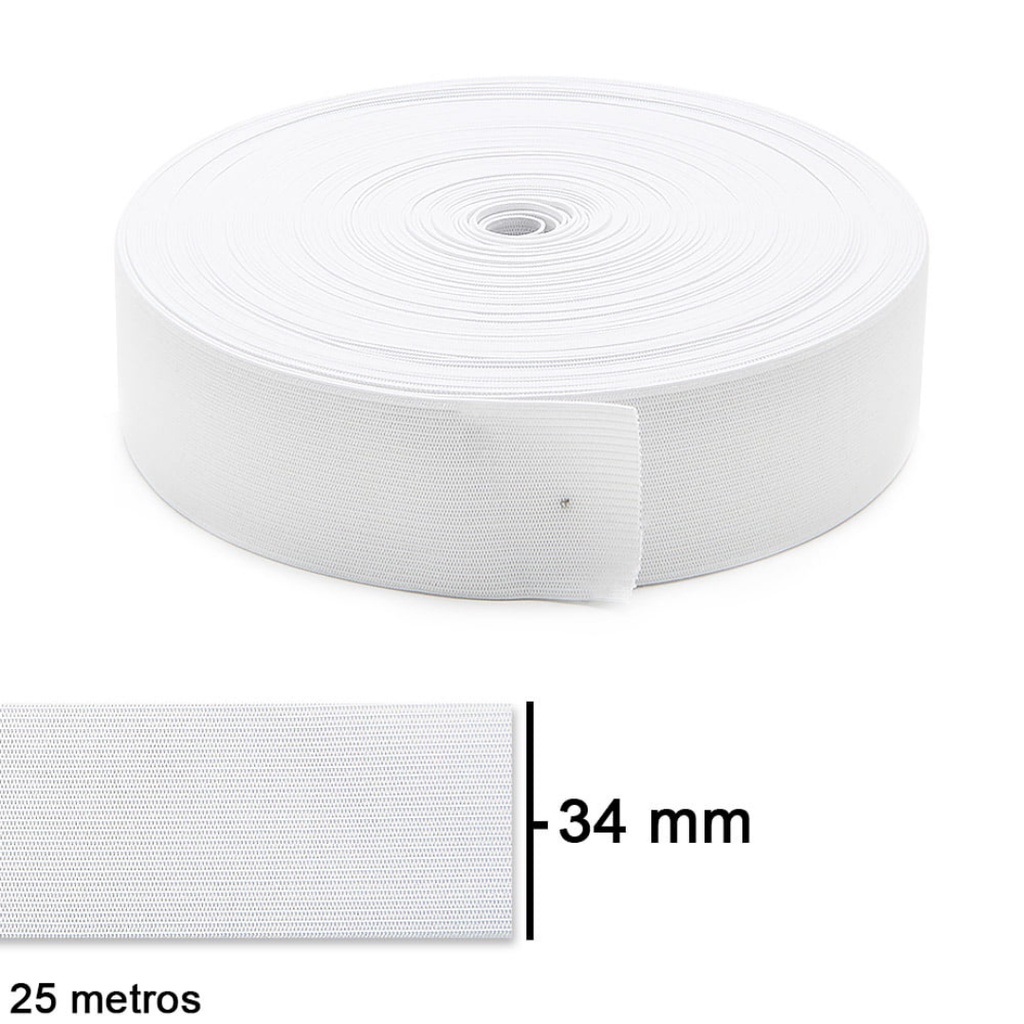 Elástico Zanotti Jaraguá 35 (34mm) Branco Rolo Com 25 Metros Shopee