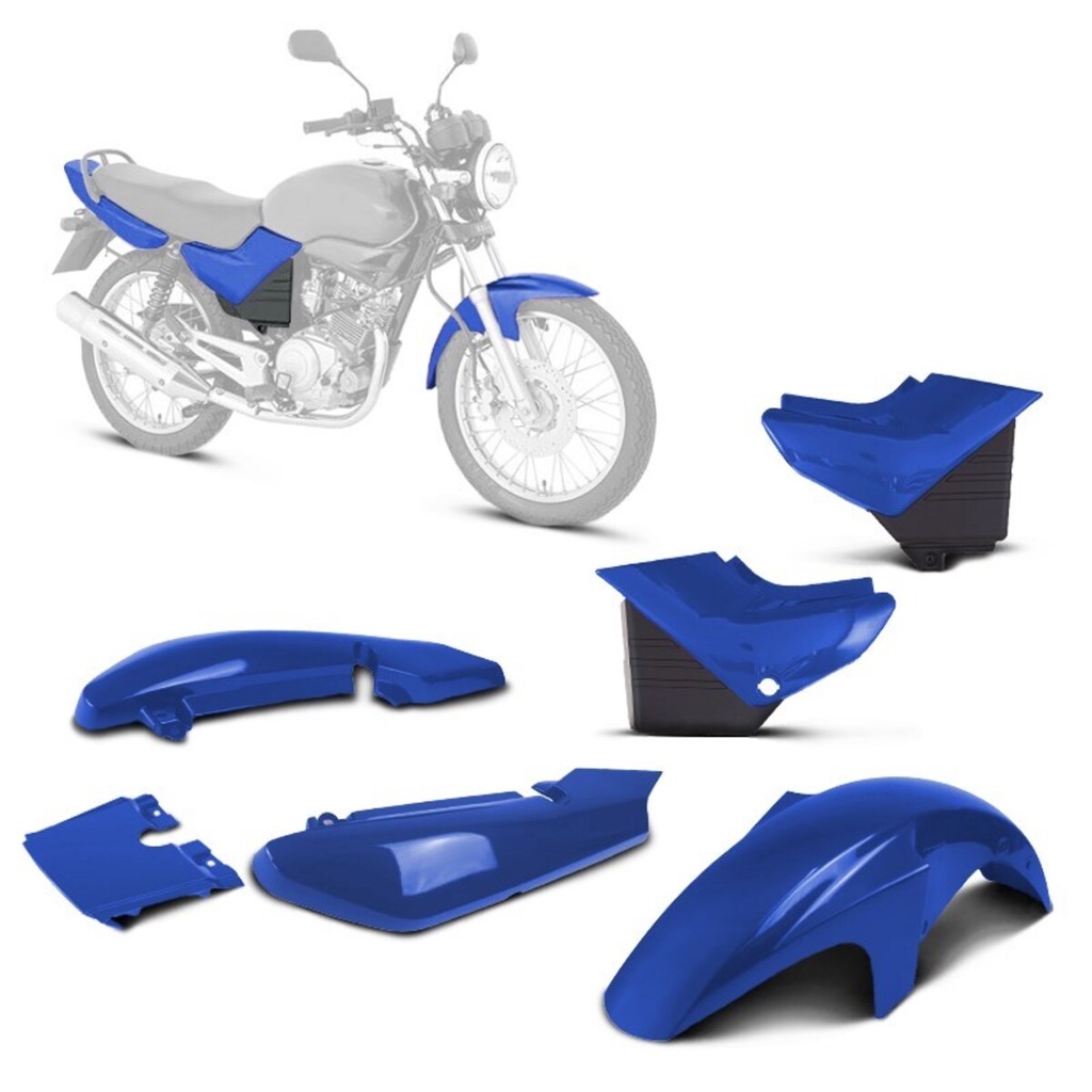 Kit Carenagem Moto Compatível Ybr 125 Azul 2000 2001 2004 2005
