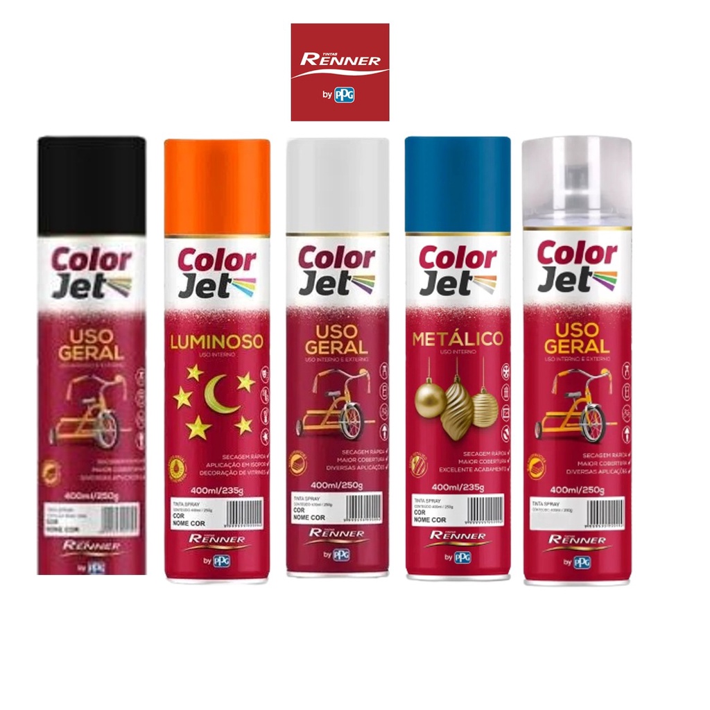Tinta Spray Color Jet Uso Geral Ppg Renner 400ml/250g Shopee Brasil