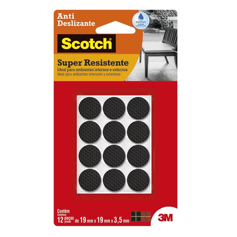 Protetor auto adesivo EVA Scotch preto redondo P 12 unidades 3M