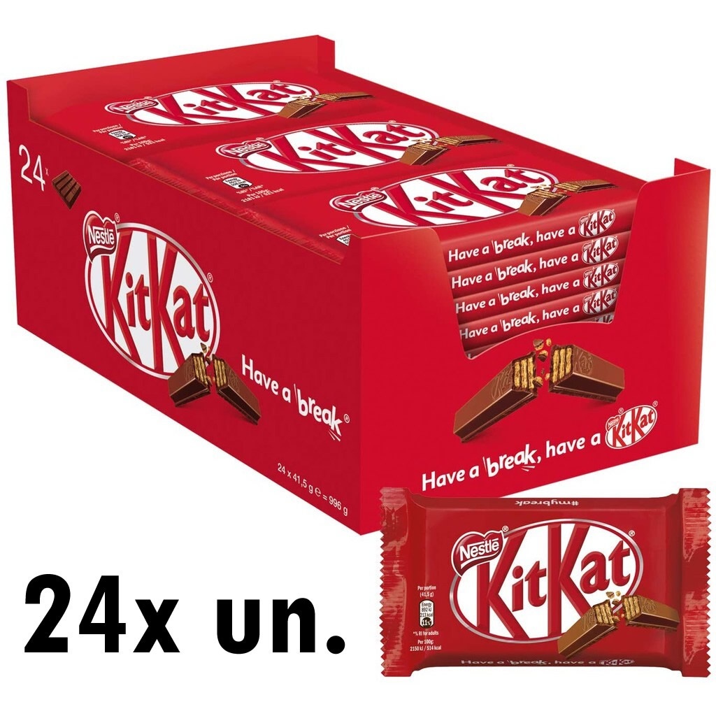 Chocolate Kitkat Ao Leite 41,5g C/24 Shopee Brasil