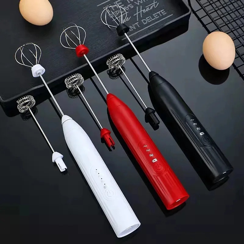 USB Rechargeable Electric Egg Beater, Coffee Mixer, 2 in 1, Double