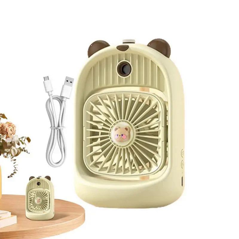 Spray Water Mist Fan Misting Cooling USB Quiet Mini Fan Quiet Bear