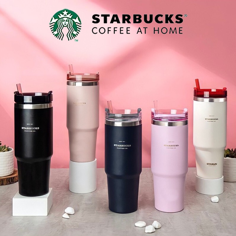 thermos [DMC] Estilo ins Vaso starbucks Con Pajita De Acero