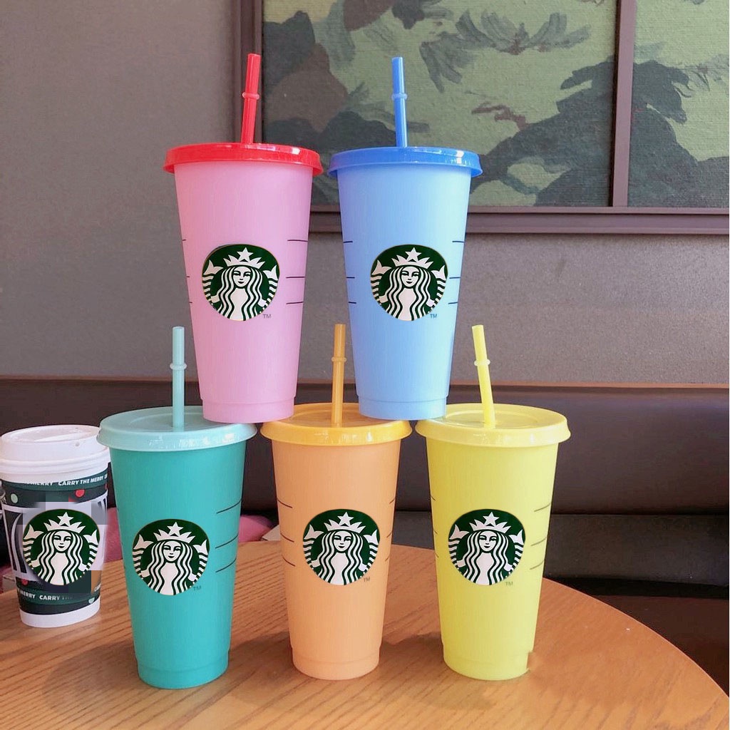 710ml Tazas Frías Reutilizables Starbucks Que Cambian De Color Taza De