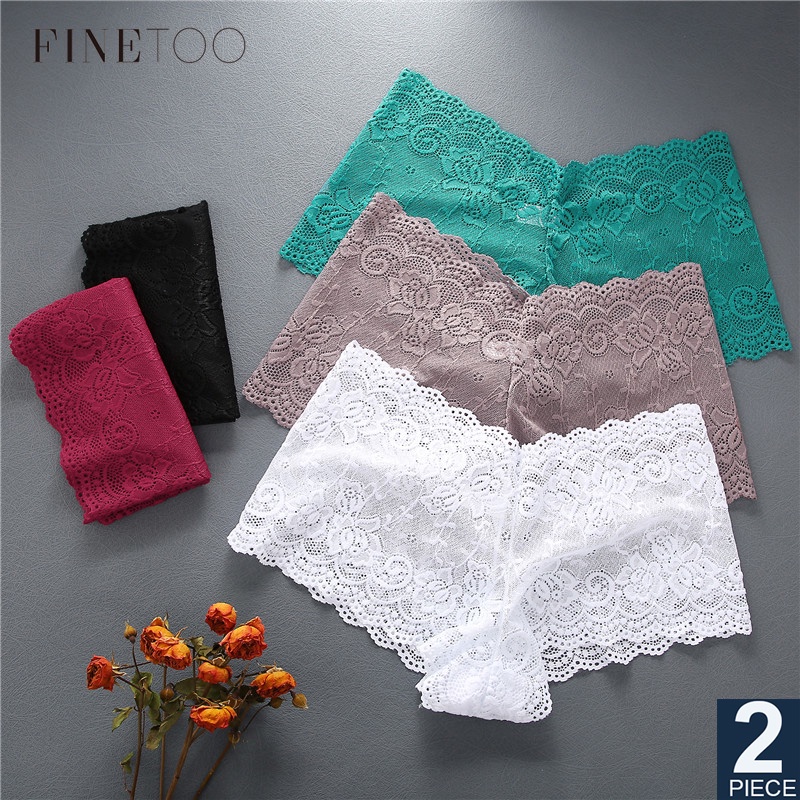 2 Unids/set Panty Cintura Alta Mujeres Floral Encaje Calzoncillos SXL Ropa Interior