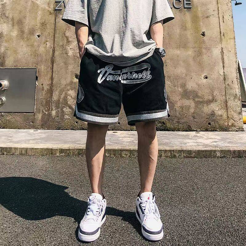 Summer Ins High Street Sports Style Basketball Shorts Men's Summer Thin Embroidered Casual