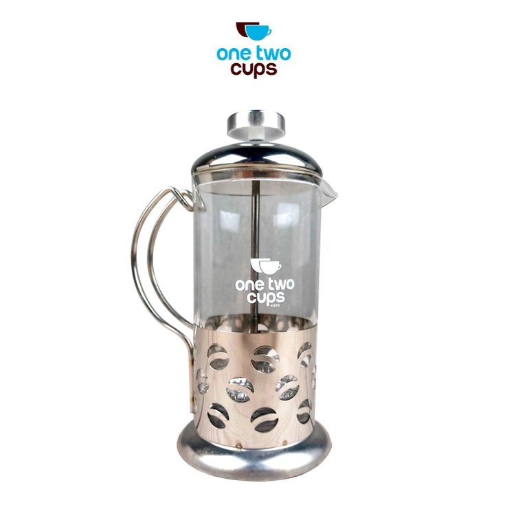 Jual One Two Cups French Press Coffee Maker Pot Bean Pattern 350ml