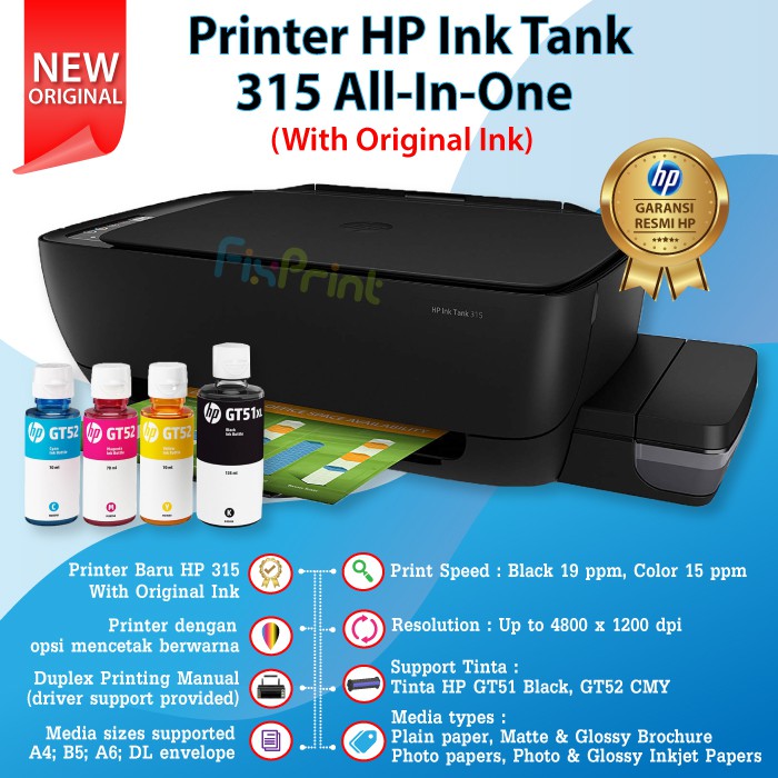 Jual Printer HP Ink Tank 315 All in One Inktank HP 315 infus Pabrik