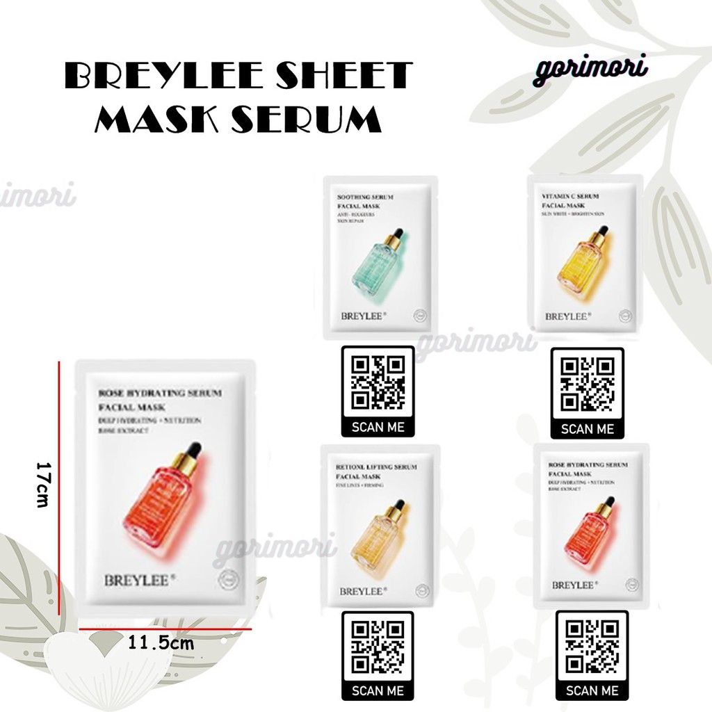 Jual [𝙂𝙊𝙍𝙄𝙈𝙊𝙍𝙄] BREYLEE SHEET MASK SERUM MASKER BREYLEE WHITENING