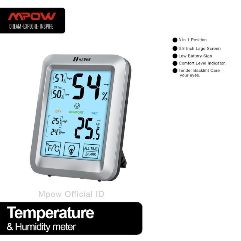 Jual MPOW Temperature Habor Hygrometer indoor with Touchscreen Original