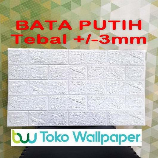 Jual Wallpaper Dinding 3D Bata Putih 77 x 70 cm Brick Foam Stiker