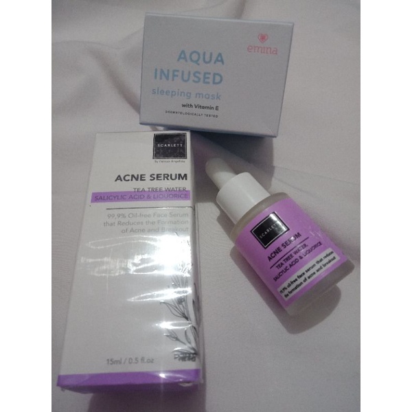 Jual SCARLETT ACNE SERUM (BONUS AQUA INFUSED SLEEPING MASK EMINA