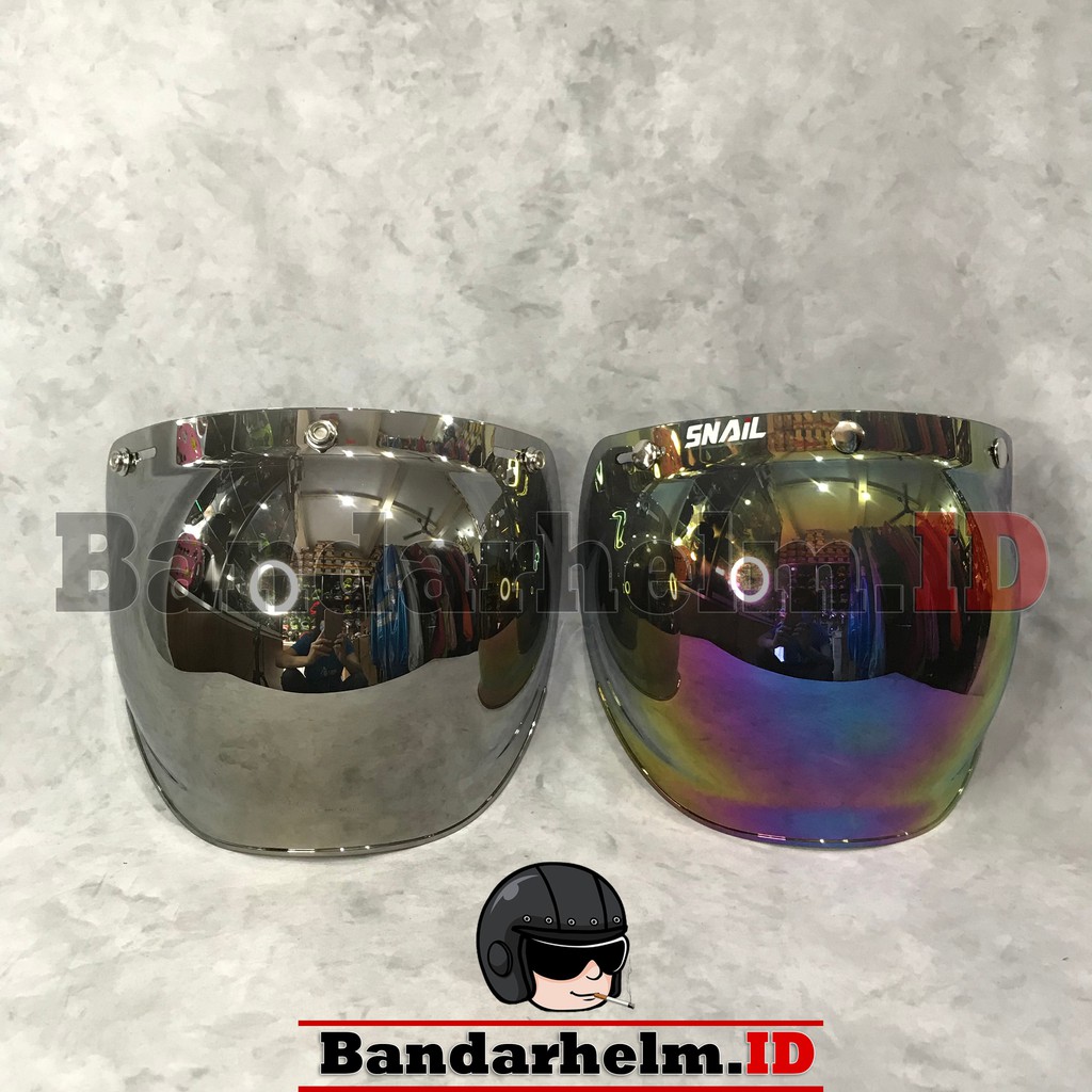 Jual Kaca Helm Retro Bubble Cembung Irridium merek SNAIL Original/ Kaca