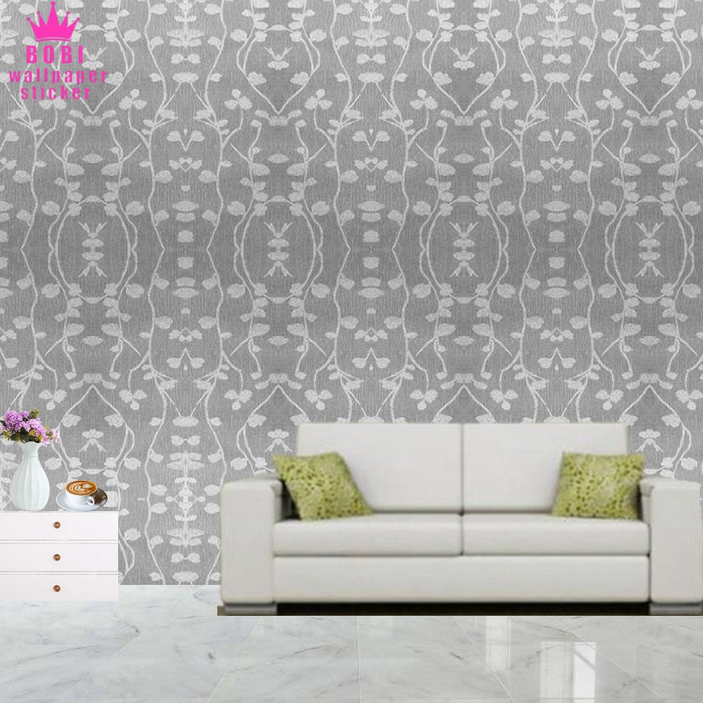 Jual Wallpaper Sticker Motif Daun Menjalar Samar Abu 81007F9
