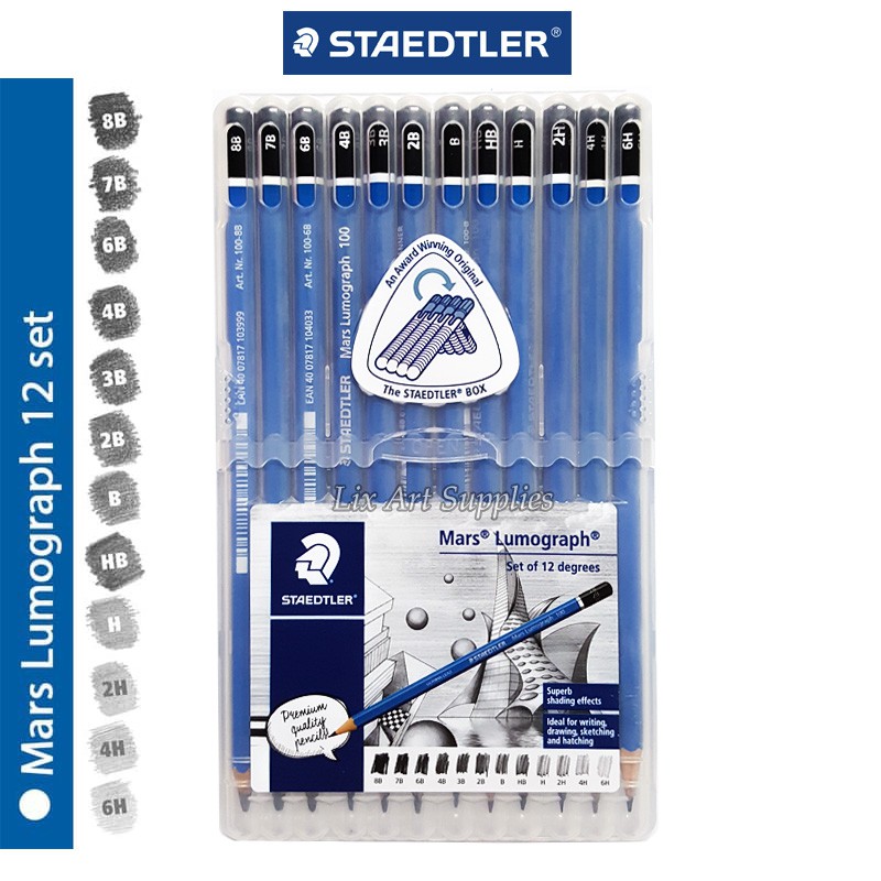 Jual Staedtler Mars Lumograph Pencil Set 12 / Pensil Staedtler Set 12