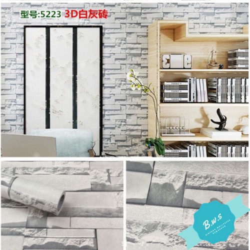 Jual Wallpaper Sticker Dinding Motif Batu bata Alam 3D //10m x 45cm
