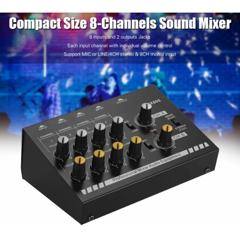 Jual mikrofon mixer digital 8 ch channel mixing mono stereo console
