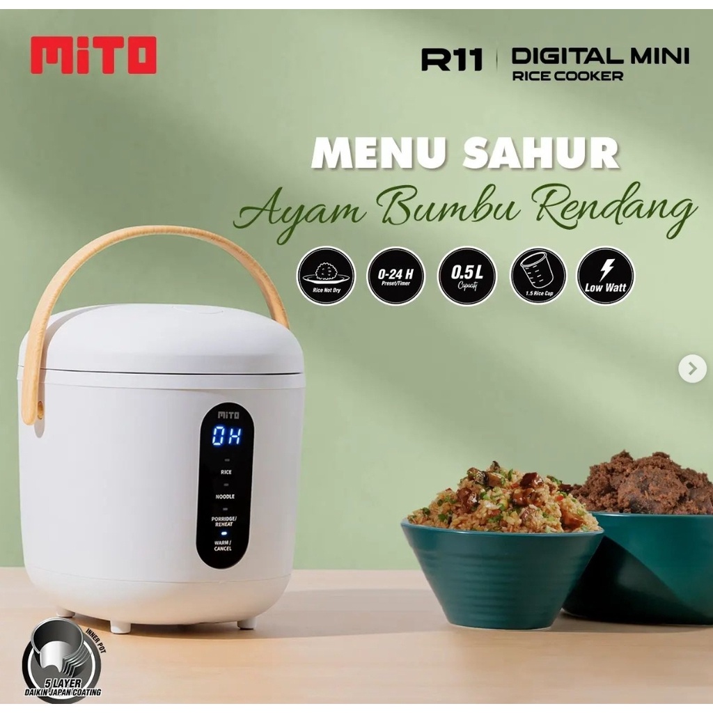 Jual Rice Cooker Mito R11 Digital 0,5 Liter 4 in 1 Magic Com Mini Mito
