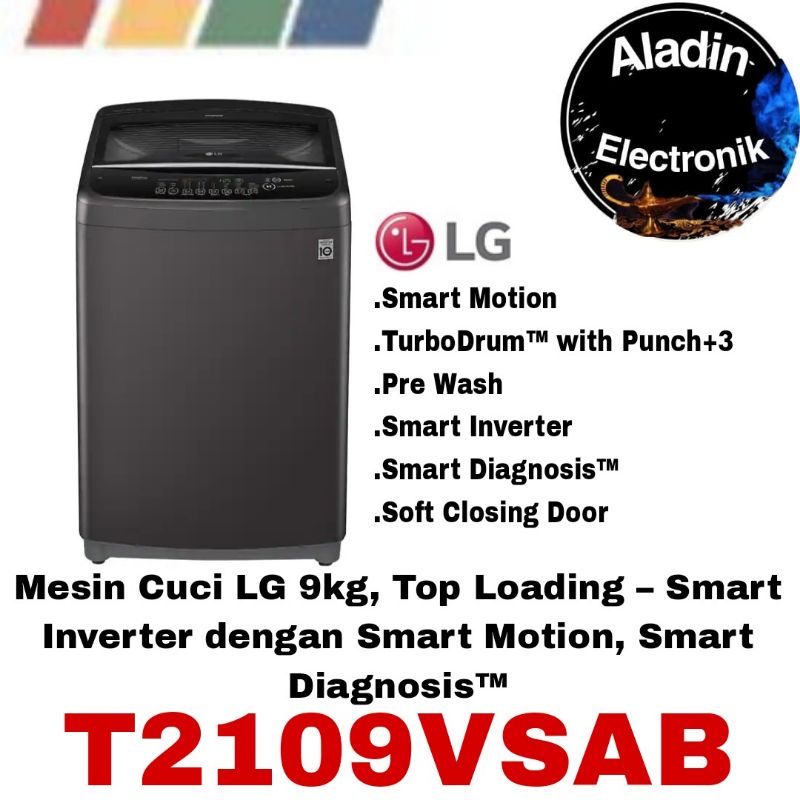 Jual Mesin Cuci LG T2109VSAB Top Loading 9Kg Smart Inverter Turbo Drum