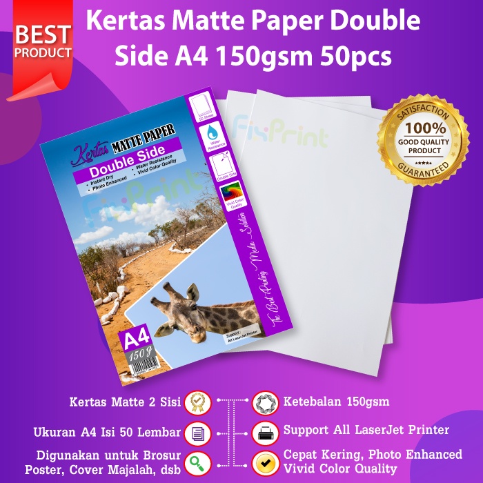 Jual Kertas Matte Double Side A4 150gsm 50 Sheets Photo Paper 150 gram