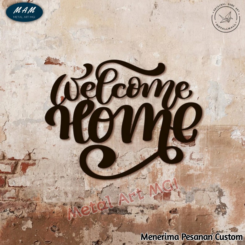 Jual Hiasan Dinding Metal Tulisan HOME Dekorasi Dinding METAL