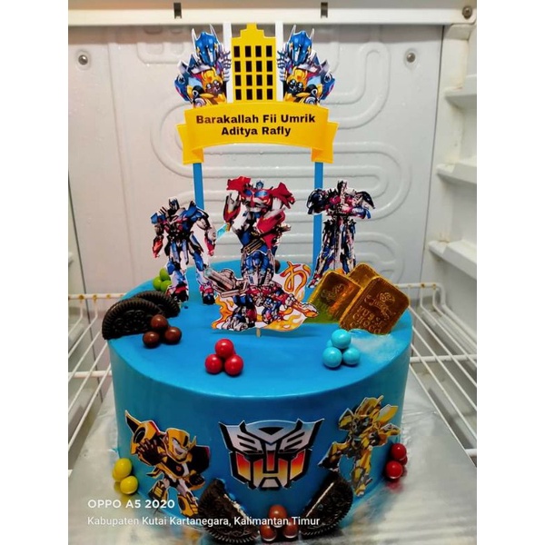 Jual Topper cake kue transformer robot bumblebee free nama dan ucapan