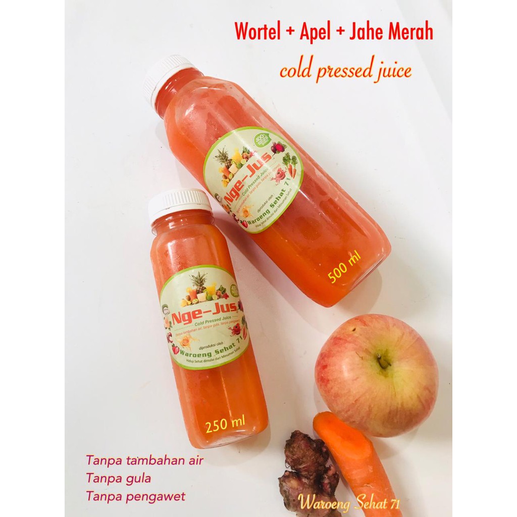 Jual Jus mix Wortel + Apel + Jahe Merah (cold pressed juice) Shopee