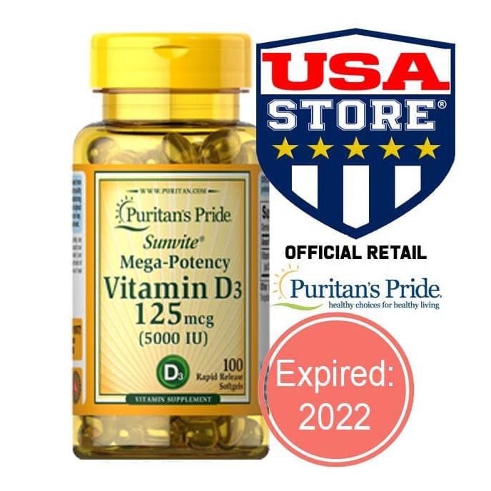 Jual PURITAN'S PRIDE VITAMIN D3 5000 IU 100 SOFTGELS, PURITAN Shopee