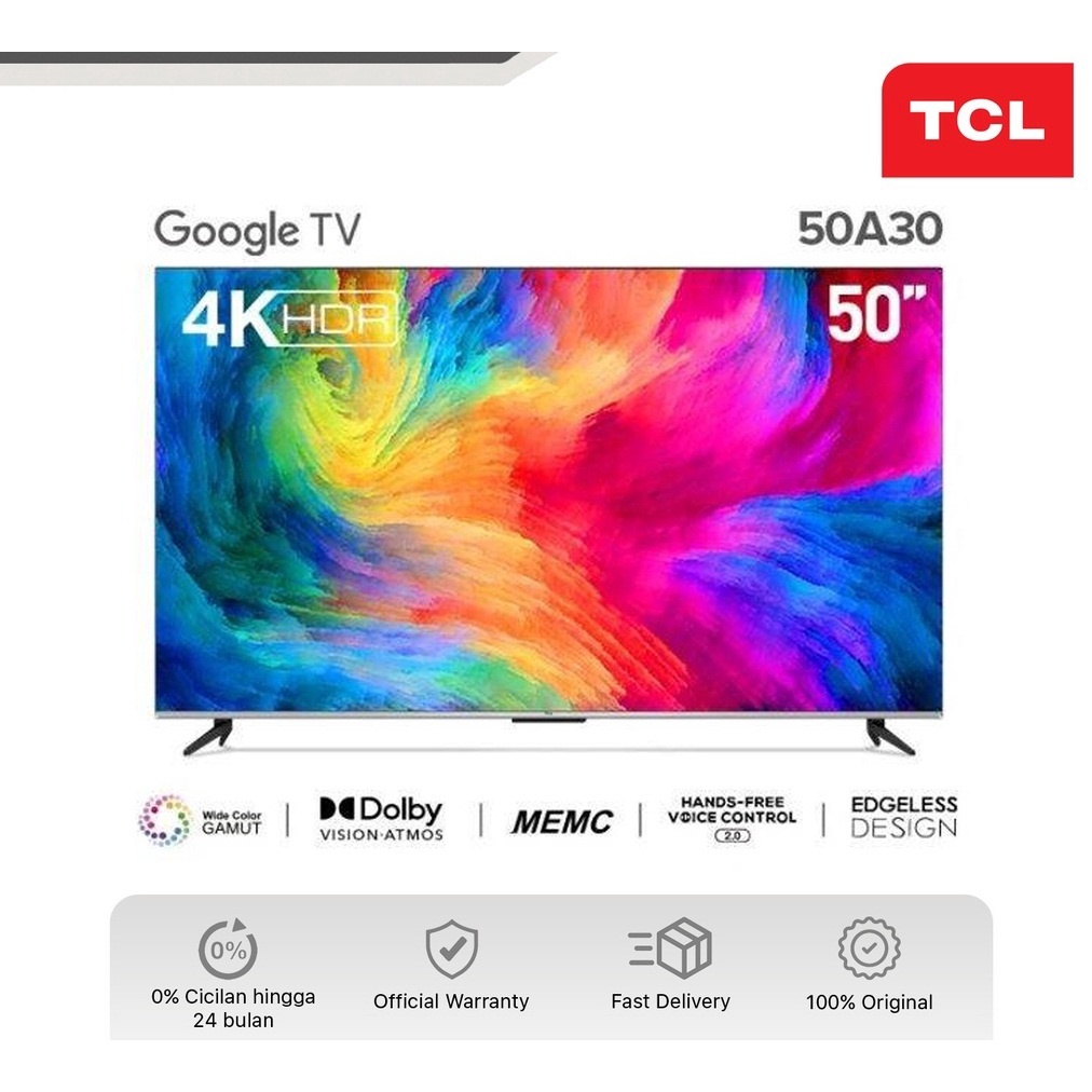 Jual TCL 50 inch Smart TV 4K UHD Dolby VisionAtmos MEMCVoice